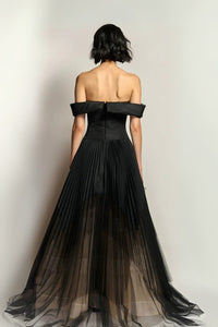 HerTrove-STRAPLESS ONYX FAILLE AND TULLE OMBRE GOWN