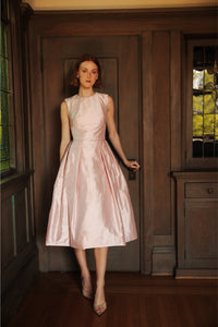 A-Line Midi Silk Dress Pink / US 6