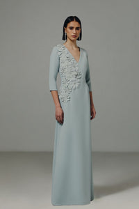 V Neck A Line Crepe Dress HERTROVE V Neck A Line Crepe Dress HERTROVE