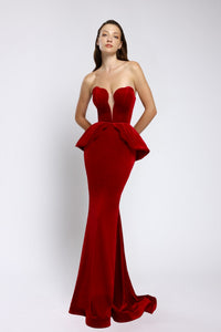 Velvet mermaid evening dress Red / US 18