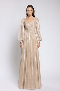 metallic tulle dress Full Length Metallic Tulle Bridesmaid Gown TBQP376