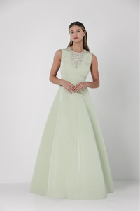 HerTrove-Embellished jewel neck sleeveless gown