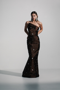 HerTrove-Asymmetrical Gem-Embellished gown
