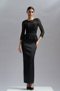 HerTrove-Lace and taffeta black cocktail dress