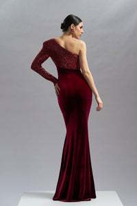 HerTrove-Sequins and velvet mermaid dress