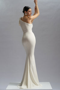 HerTrove-One shoulder viscose dress with embroidery
