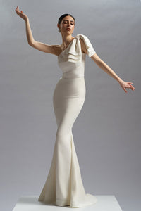 HerTrove-One shoulder viscose dress with embroidery