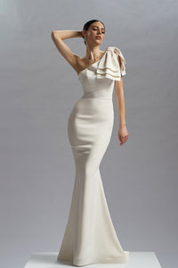 HerTrove-One shoulder viscose dress with embroidery