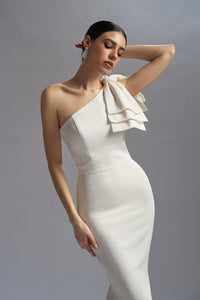 HerTrove-One shoulder viscose dress with embroidery