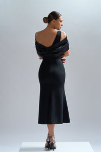 HerTrove-Crepe and satin red cocktail dress