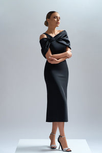 HerTrove-Crepe and satin red cocktail dress