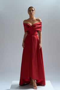 HerTrove-Off shoulder taffeta dress 