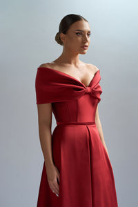 HerTrove-Off shoulder taffeta dress 