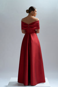 HerTrove-Off shoulder taffeta dress 