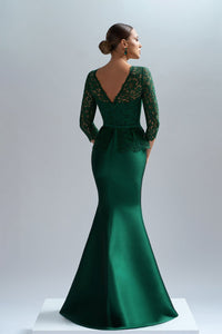 HerTrove-Mermaid taffeta dress with lace top