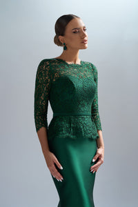 HerTrove-Mermaid taffeta dress with lace top