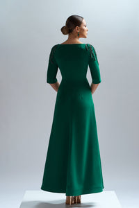 HerTrove-Ankle length crepe dress with embroidery