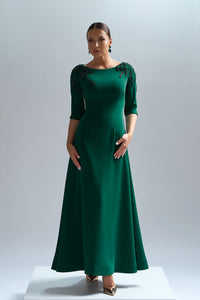 HerTrove-Ankle length crepe dress with embroidery