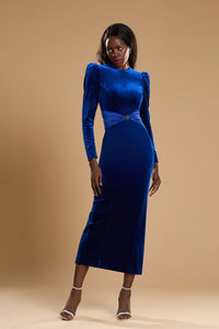 HerTrove-Velvet and satin midi dress