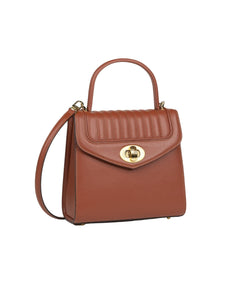 HerPorte-Quilted Leather Freda Mini Brown Top Handle Bag