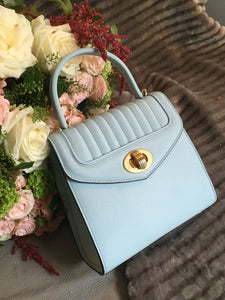 HerPorte-Quilted Leather Freda Mini Llight Blue Top Handle Bag
