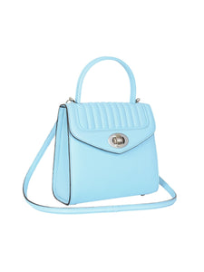 HerPorte-Quilted Leather Freda Mini Llight Blue Top Handle Bag