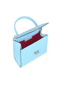 HerPorte-Quilted Leather Freda Mini Llight Blue Top Handle Bag