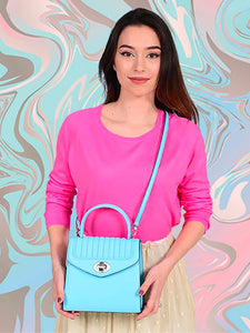HerPorte-Quilted Leather Freda Mini Llight Blue Top Handle Bag