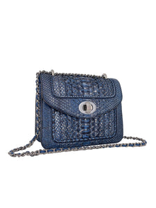 HerPorte- Ginette Mini Blue Python Handbag