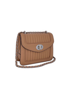 HerPorte- Ginette Mini Camel Brown Quilted Leather Handbag