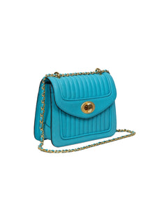 HerPorte- Ginette Mini Turquoise Quilted Leather Handbag