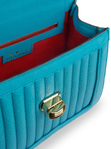 HerPorte- Ginette Mini Turquoise Quilted Leather Handbag