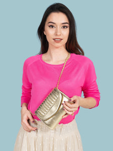 HerPorte-Gold Jeanne Small Hand quilted leather Clutch Bag 