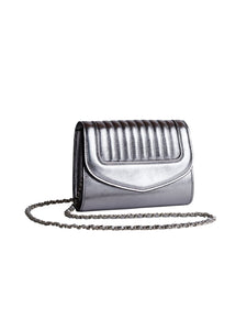 HerPorte-Silver Jeanne Small Hand quilted leather Clutch Bag 