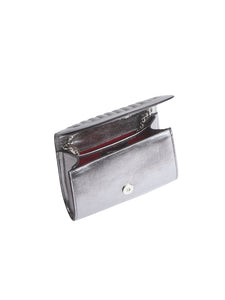 HerPorte-Silver Jeanne Small Hand quilted leather Clutch Bag 