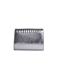 HerPorte-Silver Jeanne Small Hand quilted leather Clutch Bag 