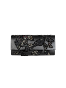 HerPorte-Black Hand-embroidered Monarch Clutch