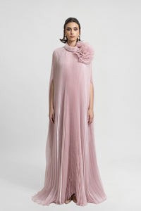 HerTrove-Pink kaftan with draped flower