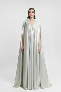 HerTrove-V neck metallic spandex kaftan