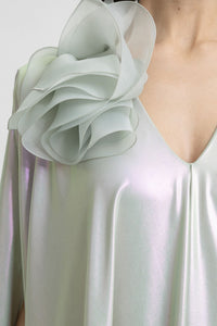 HerTrove-V neck metallic spandex kaftan