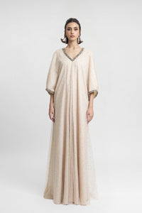 HerTrove-V-neck kaftan with three quarter sleeves and beadings 