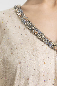 HerTrove-V-neck kaftan with three quarter sleeves and beadings 