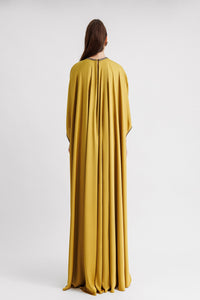 HerTrove-Beaded neckline kaftan style green dress