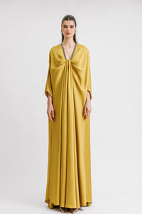 HerTrove-Beaded neckline kaftan style green dress