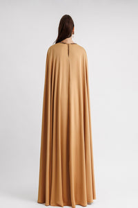 HerTrove-Beaded neckline caramel kaftan