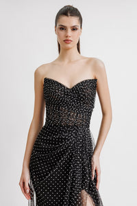 HerTrove-Sleeveless tulle dress with side slit