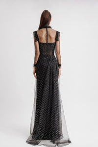 HerTrove-Strapless tulle dress with detachable top