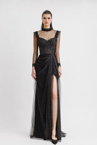 HerTrove-Strapless tulle dress with detachable top