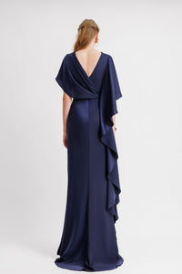 HerTrove-Ruffled sleeve asymmetrical dress