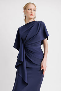 HerTrove-Ruffled sleeve asymmetrical dress